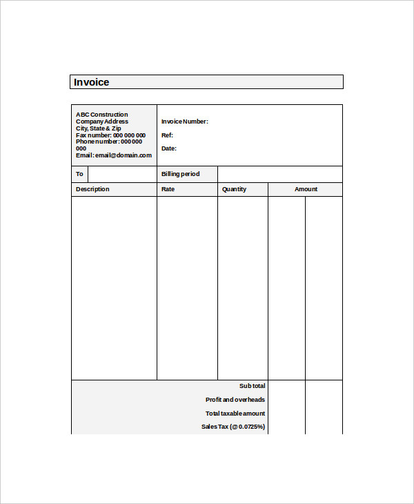 Fillable Invoice Blank In Pdf Invoice Template Word Printable Self Employed Invoice Template