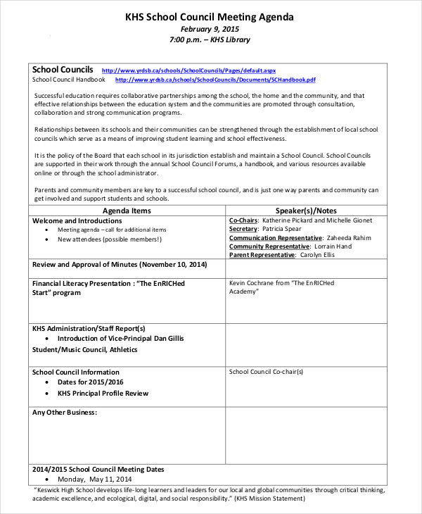 Free 7 Staff Meeting Agenda Examples Samples In Pdf Doc Examples