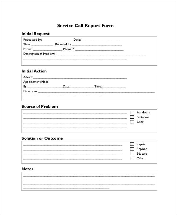 service call report form