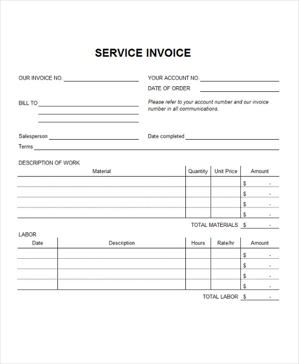 service job invoice