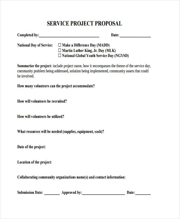 Service Project Proposal Example