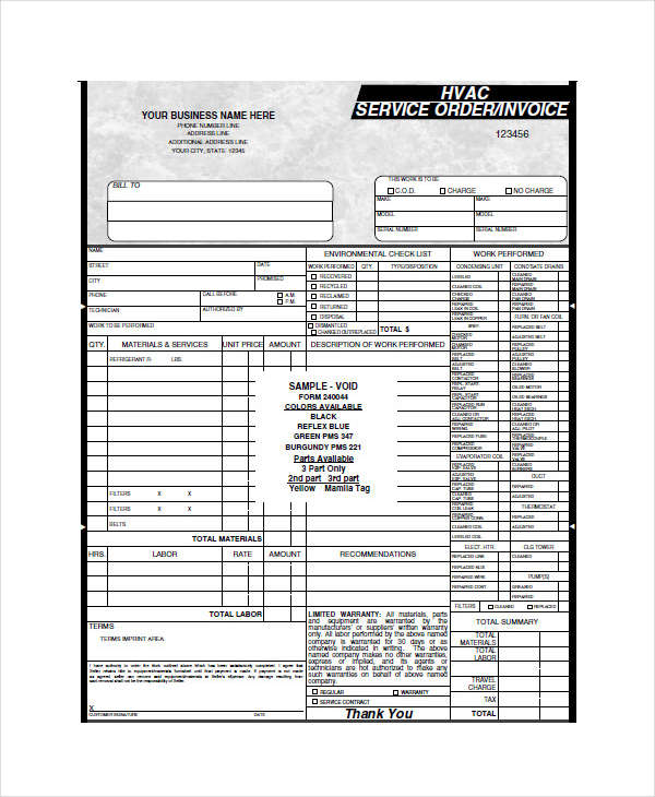 Download Invoice Template Hvac Background