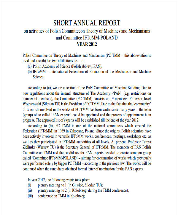 Short Annual Report