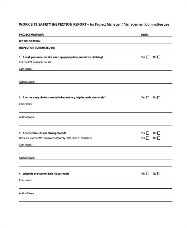 site safety inspection report