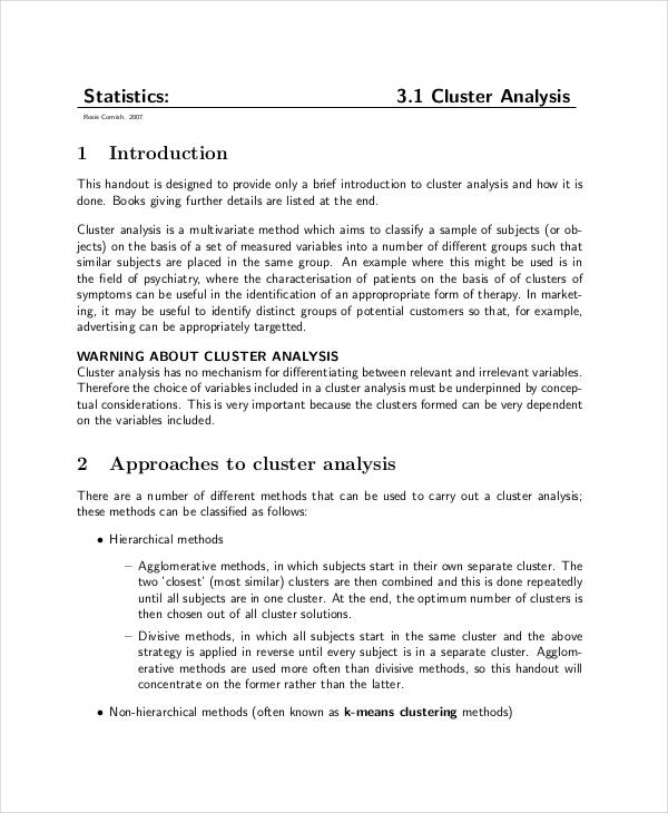 statistical cluster analysis