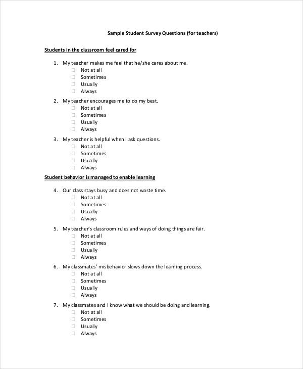 student feedback questionnaire for teachers