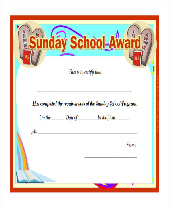 Best Templates Sunday School Certificate Template