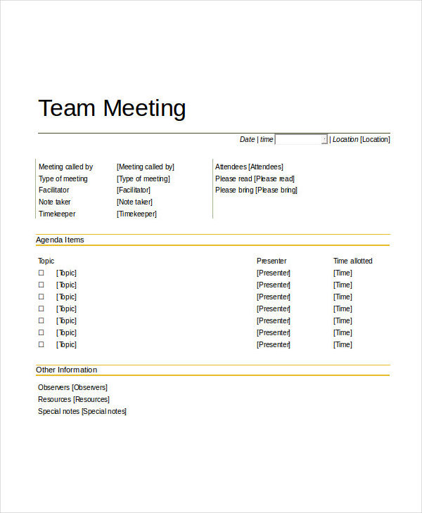 Team Meeting Agenda