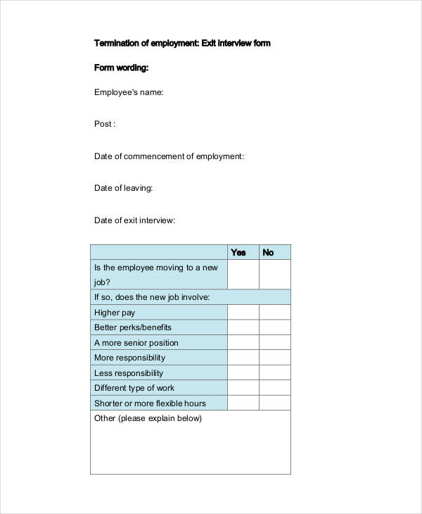 questionnaire format for interview