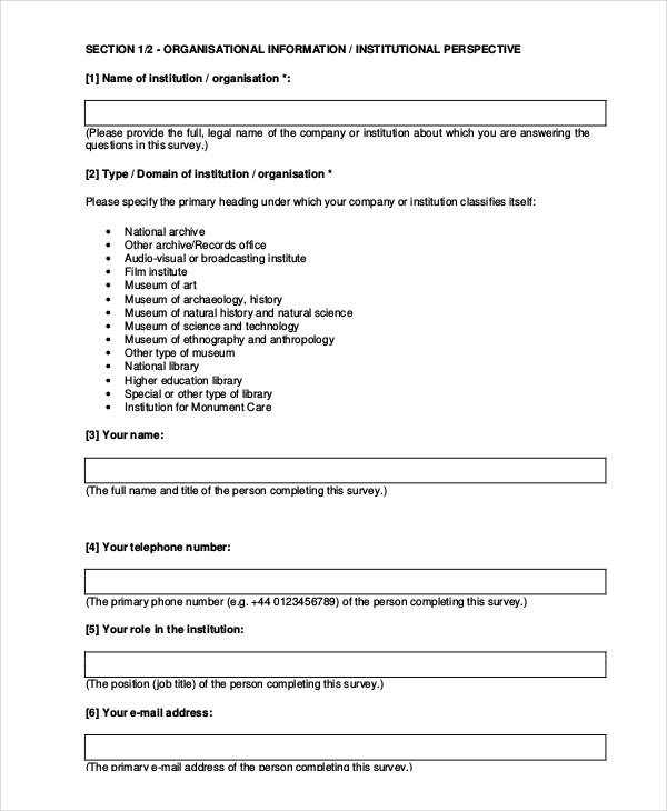thematic survey questionnaire