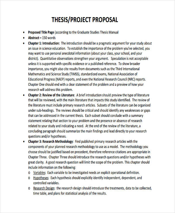 content of thesis proposal