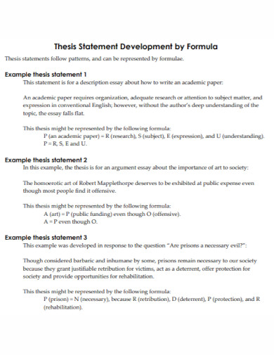thesis statement formula examples
