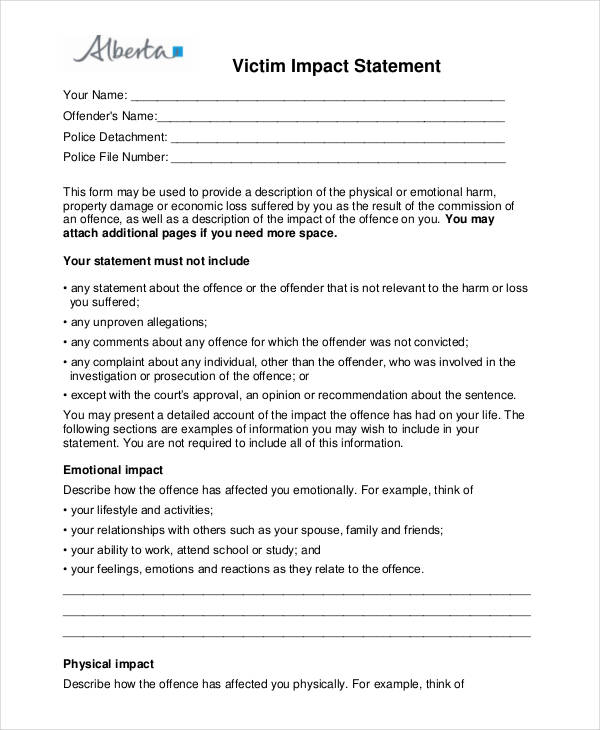 Impact Statement 6+ Examples, Format, How to Write, Pdf