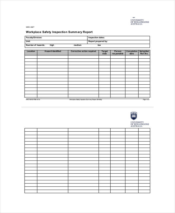 Workplace Safety Inspection Report