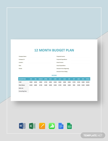 12 month budget plan template