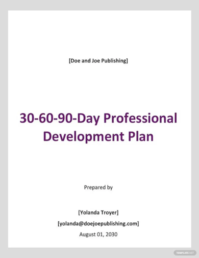 30 60 90 day professional development plan template