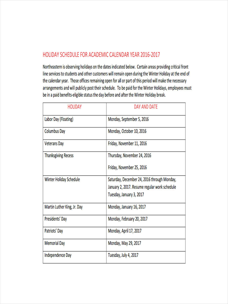 Sample Schedule - 27+ Examples, Format, Pdf | Examples Sample Schedule - 27+ Examples, Format, Pdf | Examples