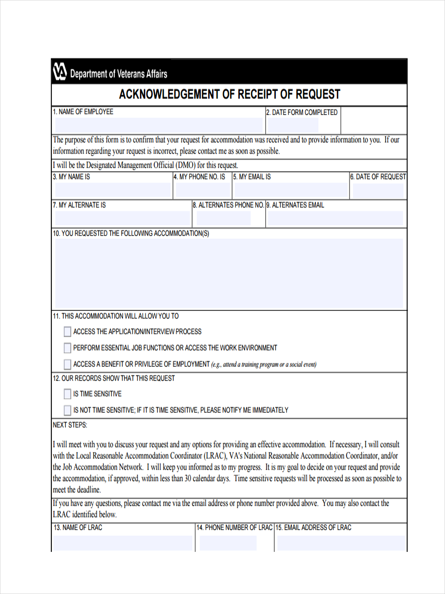 acknowledgement request receipt
