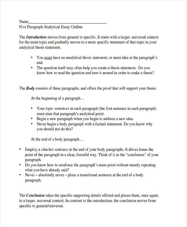 analytical essay outline pdf