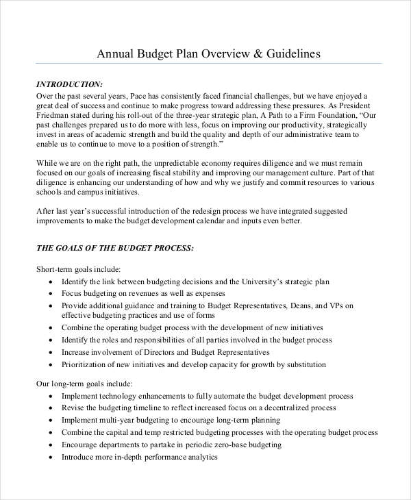 annual budget plan