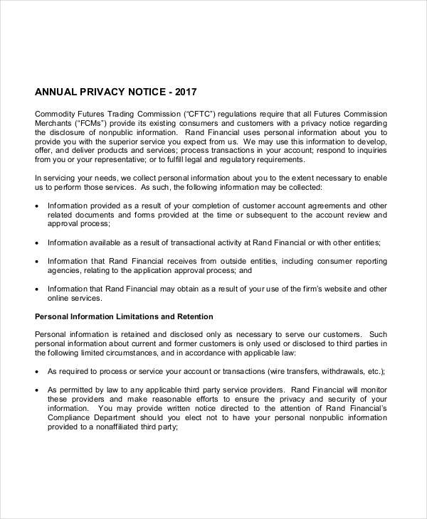 annual notice