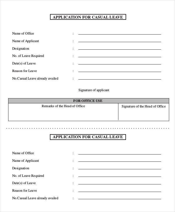 application for casual leave