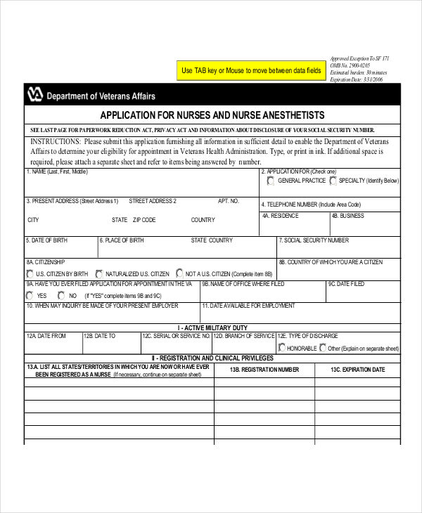 application for nurse anesthetists