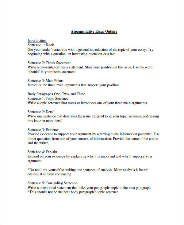 argument analysis essay outline