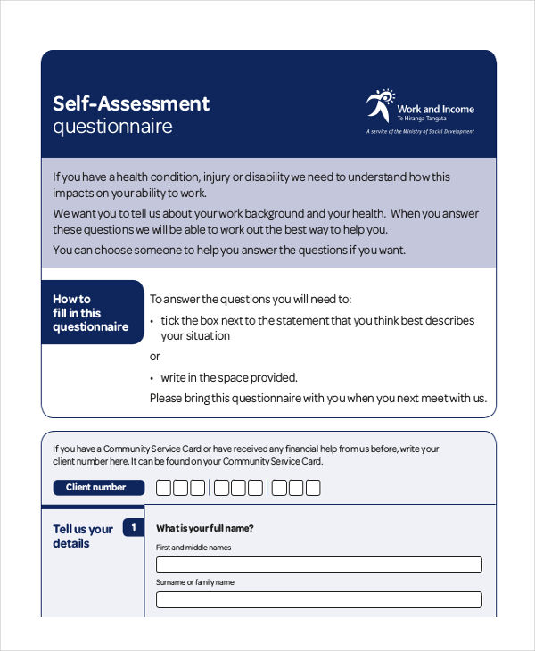 assessment questionnaire