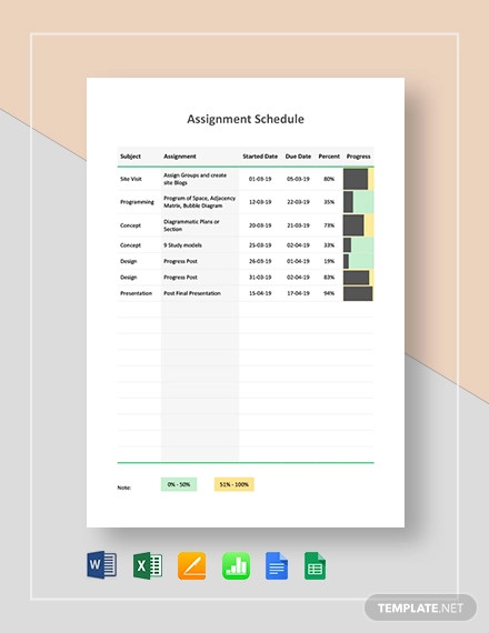 assignment schedule template