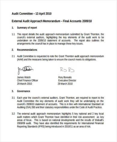 Free 9 Audit Memo Templates In Ms Word Pdf Google Docs