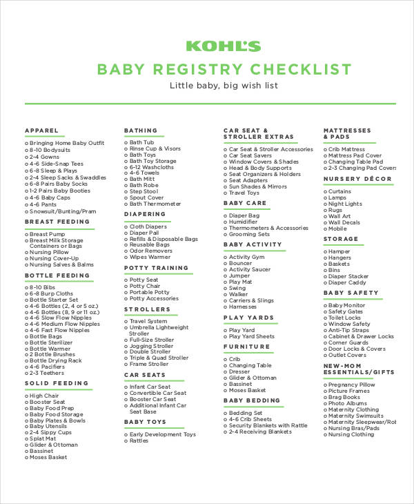 baby registry checklist 2020 printable