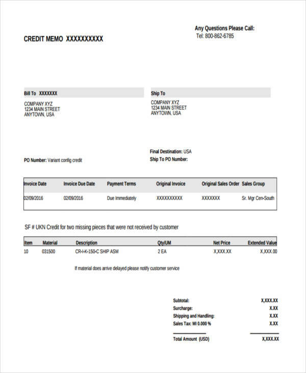 qbo credit memo