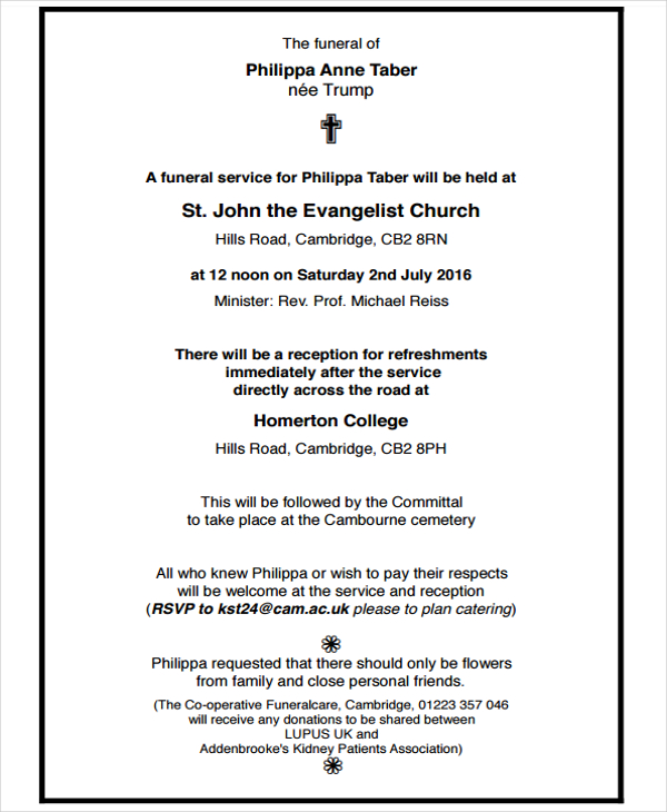 Free 3 Funeral Notice Examples Samples In Pdf Examples