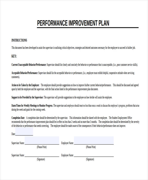 Performance Improvement Plan - 14+ Examples, Format, Pdf | Examples