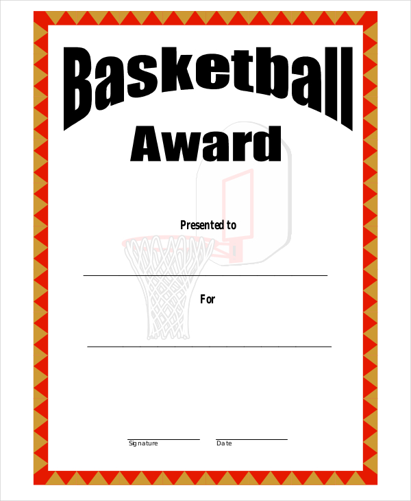 basketball certificate