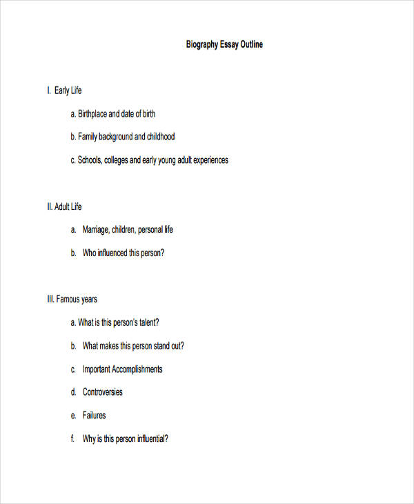 biography essay template