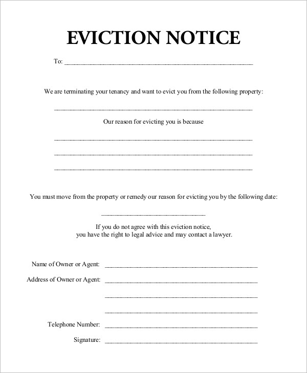 Eviction Notice 10 Examples Format Pdf Examples