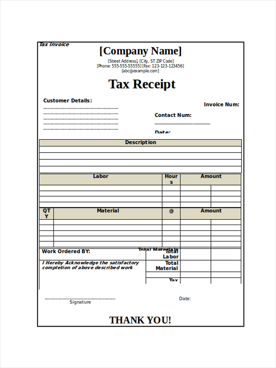 Blank Tax Receipt Sample1
