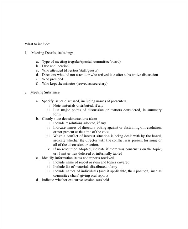 board meeting note