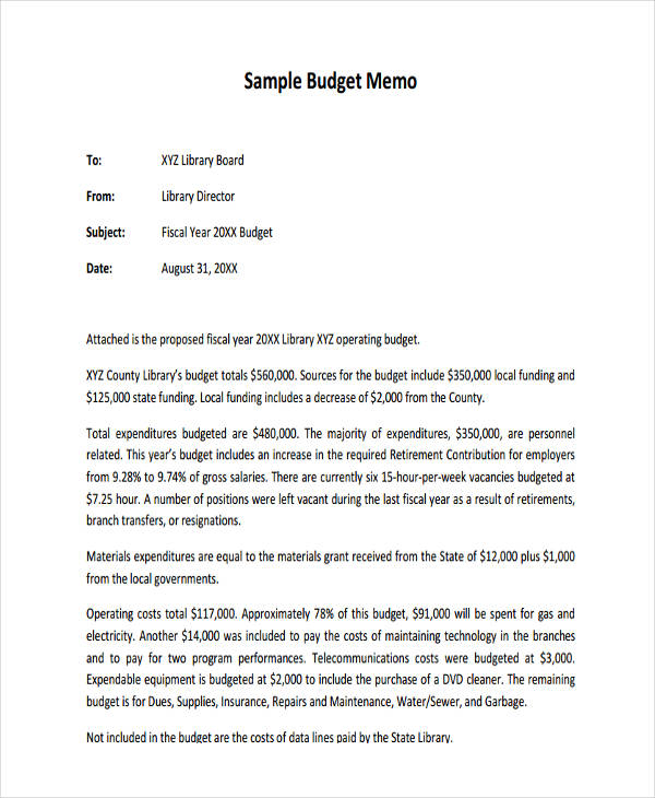 budget proposal memo