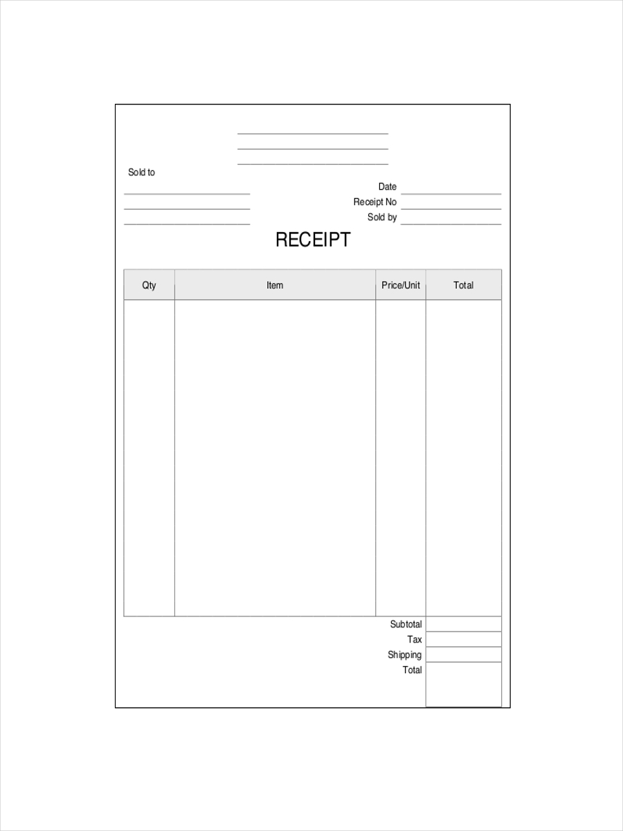 Business Cash Receipt