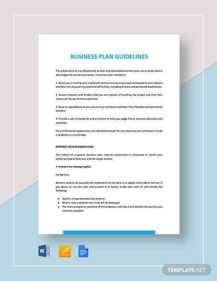 business plan guidelines
