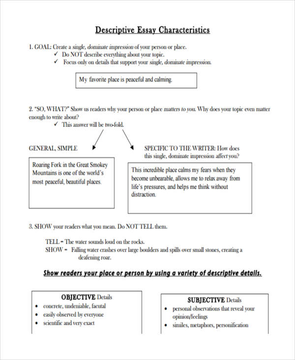 characteristics of essay writing pdf