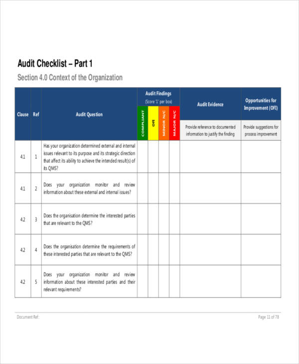 iso 13485 2016 internal audit checklist pdf