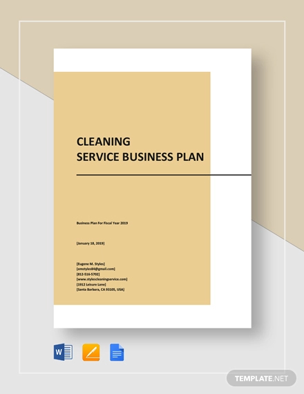 cleaning service business plan template