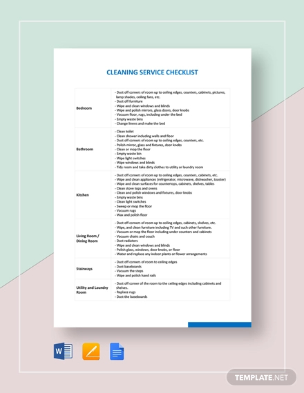 cleaning service checklist