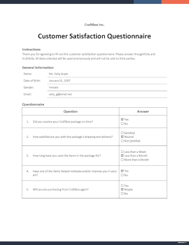 client questionnaire template