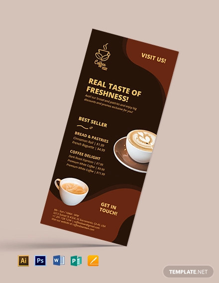 Coffee Shop Advertisement Rack Card Template