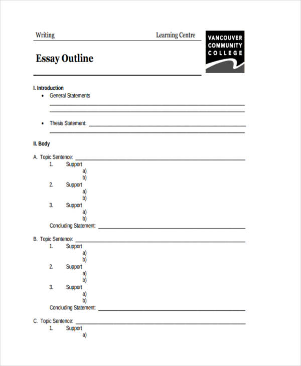 essay outline example pdf